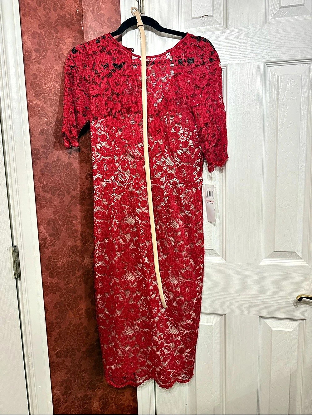 Maggylondon.com GS6830M Red Lace Midi Dress Size 10 NWT